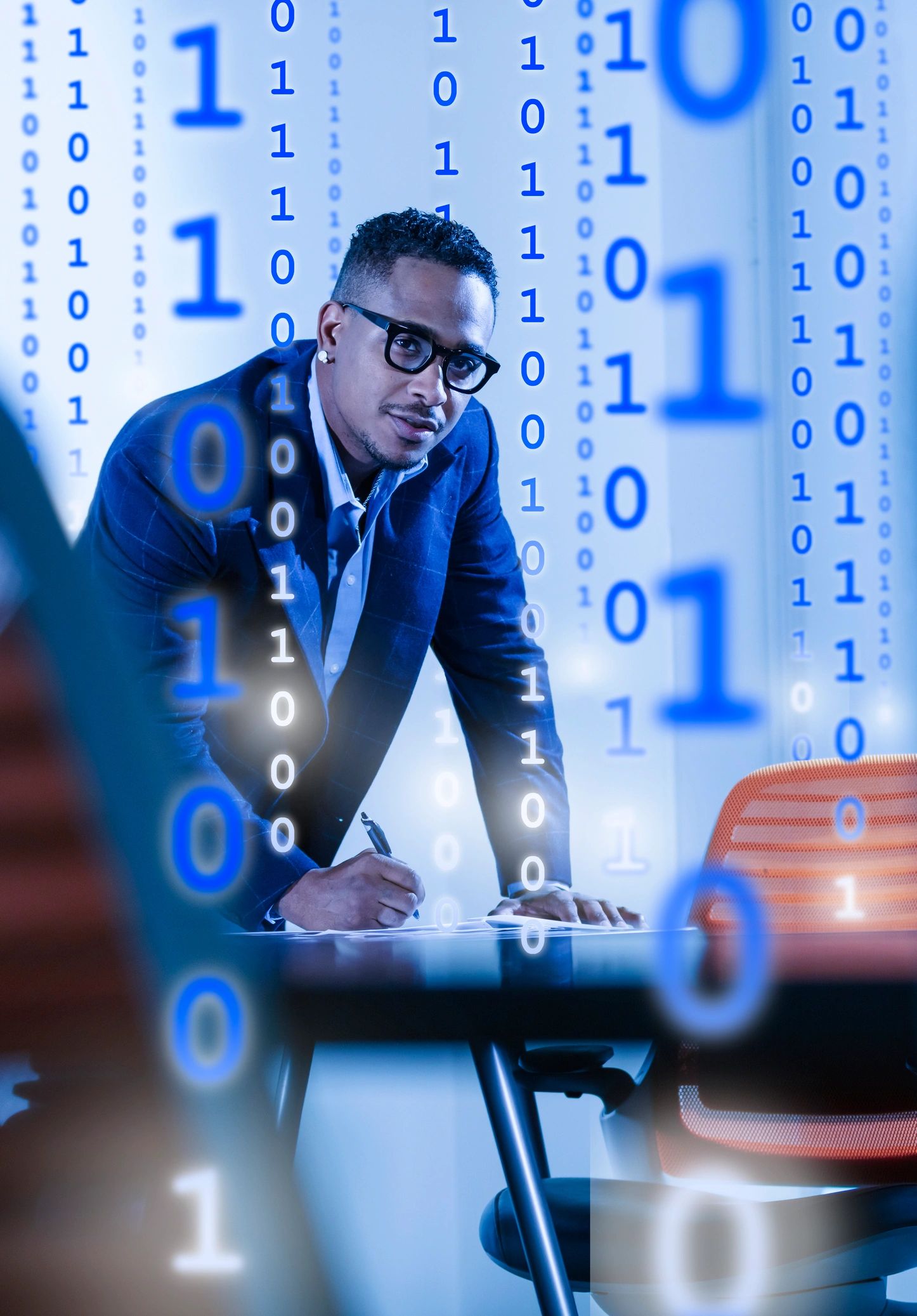 Executive cybersecurity consultant presenting strategy