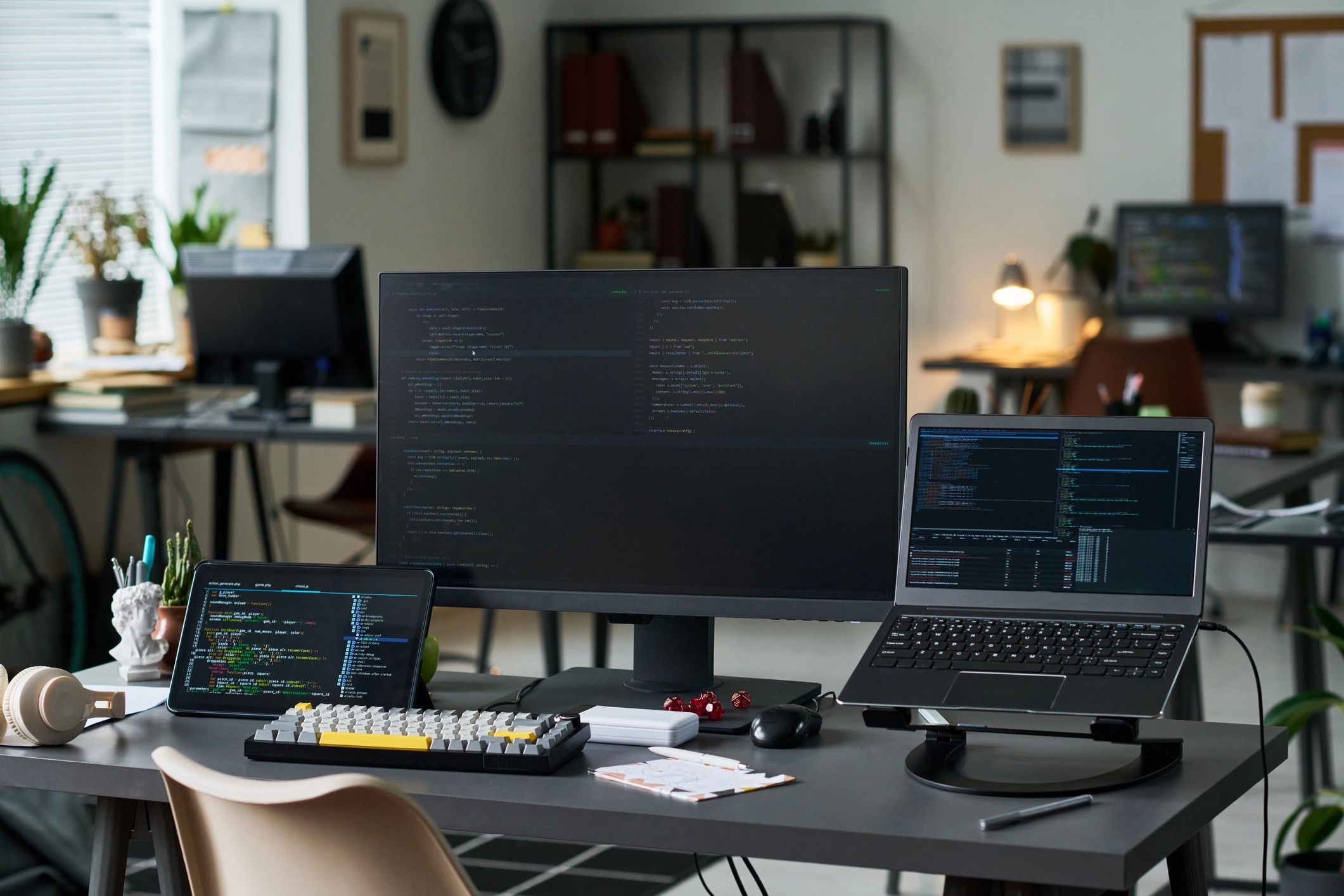 Developer workstation displaying code in a secure operations environment